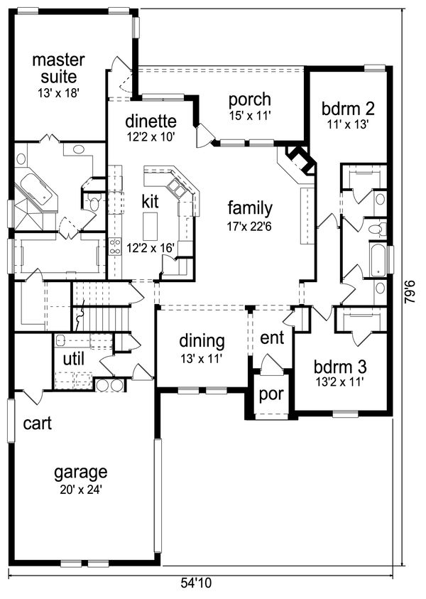 House Plan Design - Traditional Floor Plan - Main Floor Plan #84-610