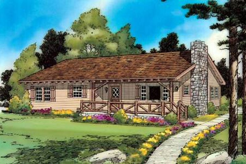 Cabin Style House Plan - 3 Beds 2 Baths 1146 Sq/Ft Plan #312-525