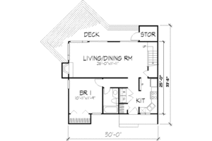 Floor Plan - Main Floor for Cabin House Plan #320-316 - 2 bed, 1.5 bath