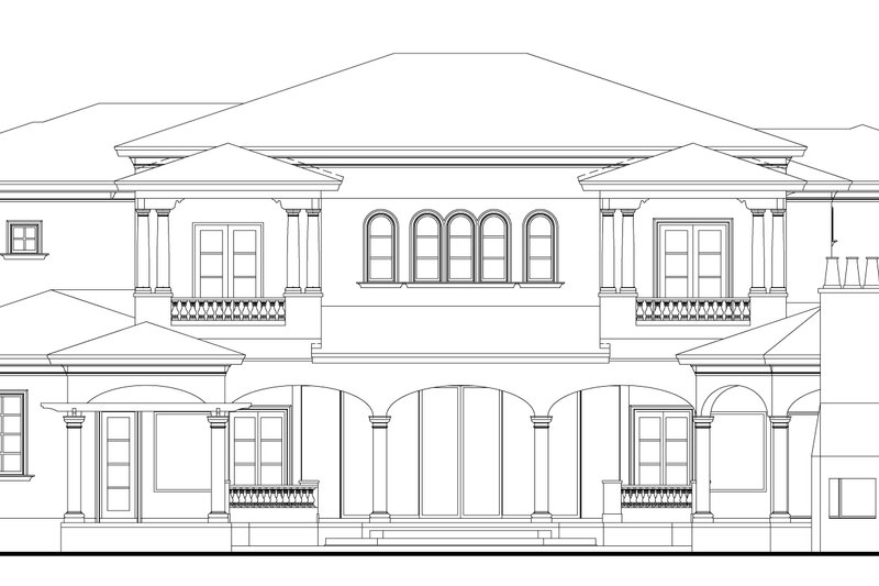 House Plan Design - Exterior - Rear Elevation for Mediterranean House Plan #1058-223 - 6 bed, 6.5 bath