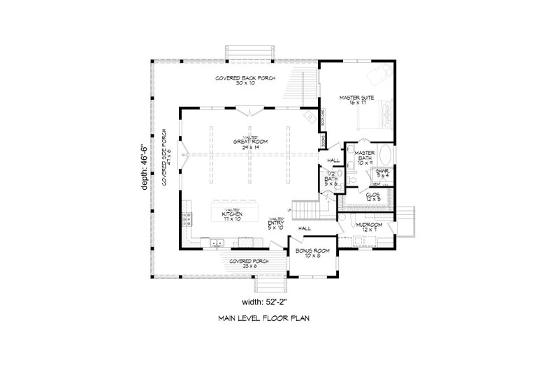 Home Plan - Floor Plan - Main Floor for Country House Plan #932-59 - 3 bed, 3.5 bath
