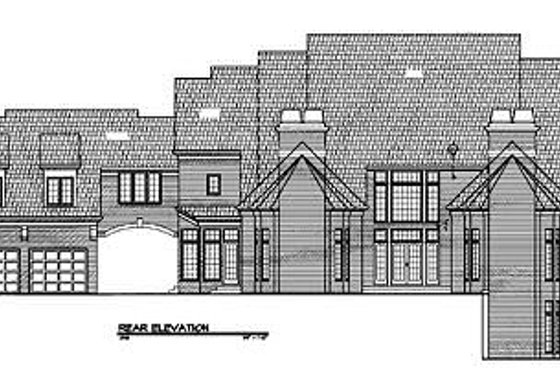 Exterior - Rear Elevation for European House Plan #119-242 - 4 bed, 4.5 bath