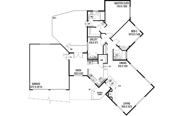 Floor Plan - Main Floor for Traditional House Plan #60-118 - 2 bed, 2 bath