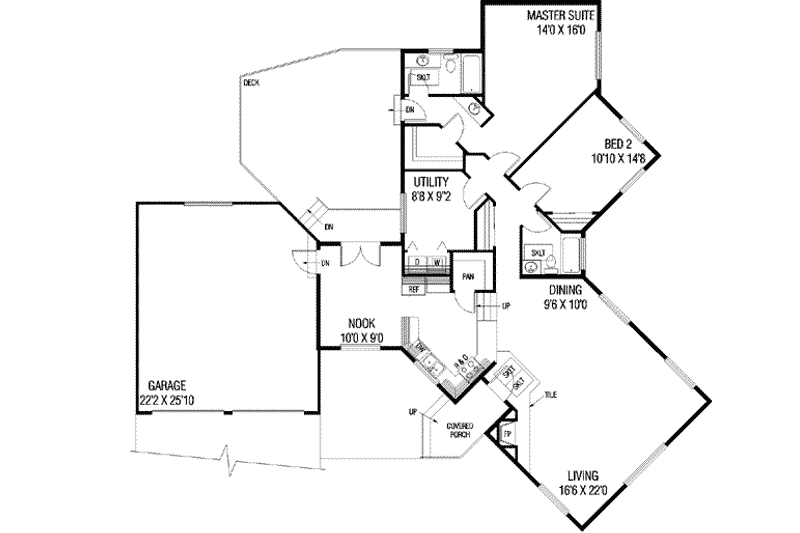 House Plan Design - Floor Plan - Main Floor for Traditional House Plan #60-118 - 2 bed, 2 bath