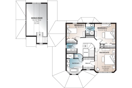 Floor Plan - Upper Floor for Victorian House Plan #23-749 - 3 bed, 2.5 bath