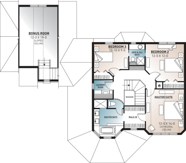 Victorian Floor Plan - Upper Floor Plan #23-749