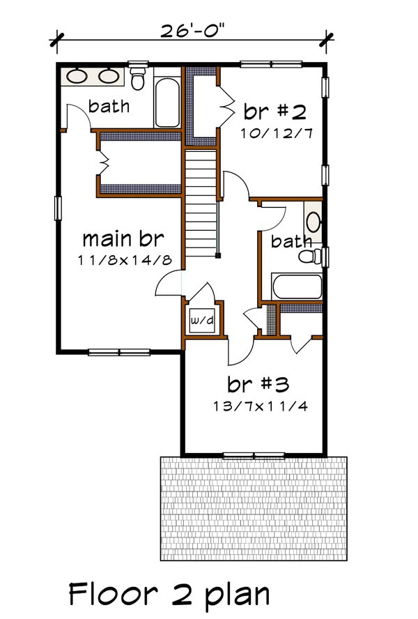 Craftsman Floor Plan - Upper Floor Plan #79-327