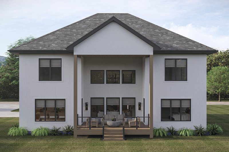 Architectural House Design - Exterior - Rear Elevation for Mediterranean House Plan #455-790 - 4 bed, 3.5 bath