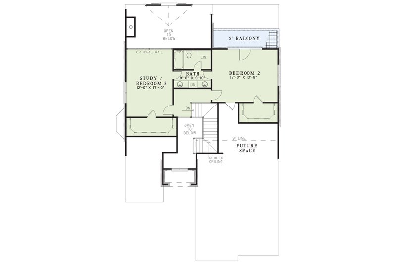 Architectural House Design - Floor Plan - Upper Floor for Traditional House Plan #17-3268 - 3 bed, 2.5 bath