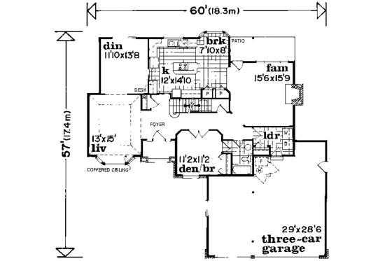 Floor Plan - Main Floor for Traditional House Plan #47-627 - 3 bed, 3 bath
