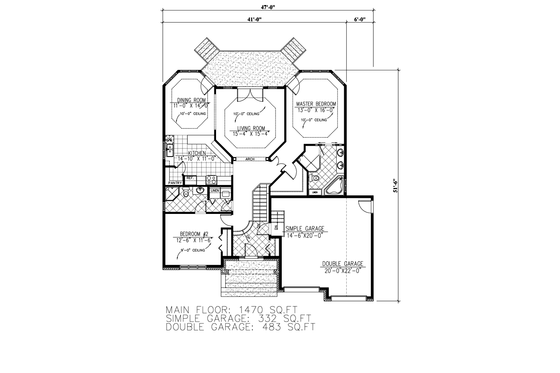 Floor Plan - Main Floor for Modern House Plan #138-374 - 2 bed, 2 bath