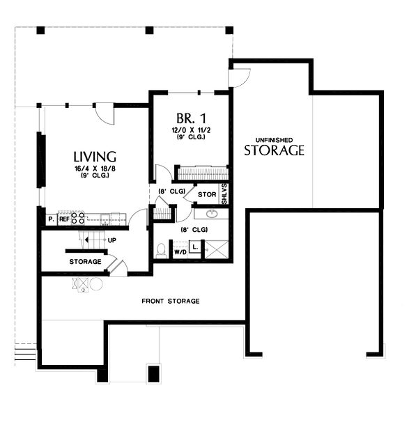 House Blueprint - Contemporary Floor Plan - Lower Floor Plan #48-1013