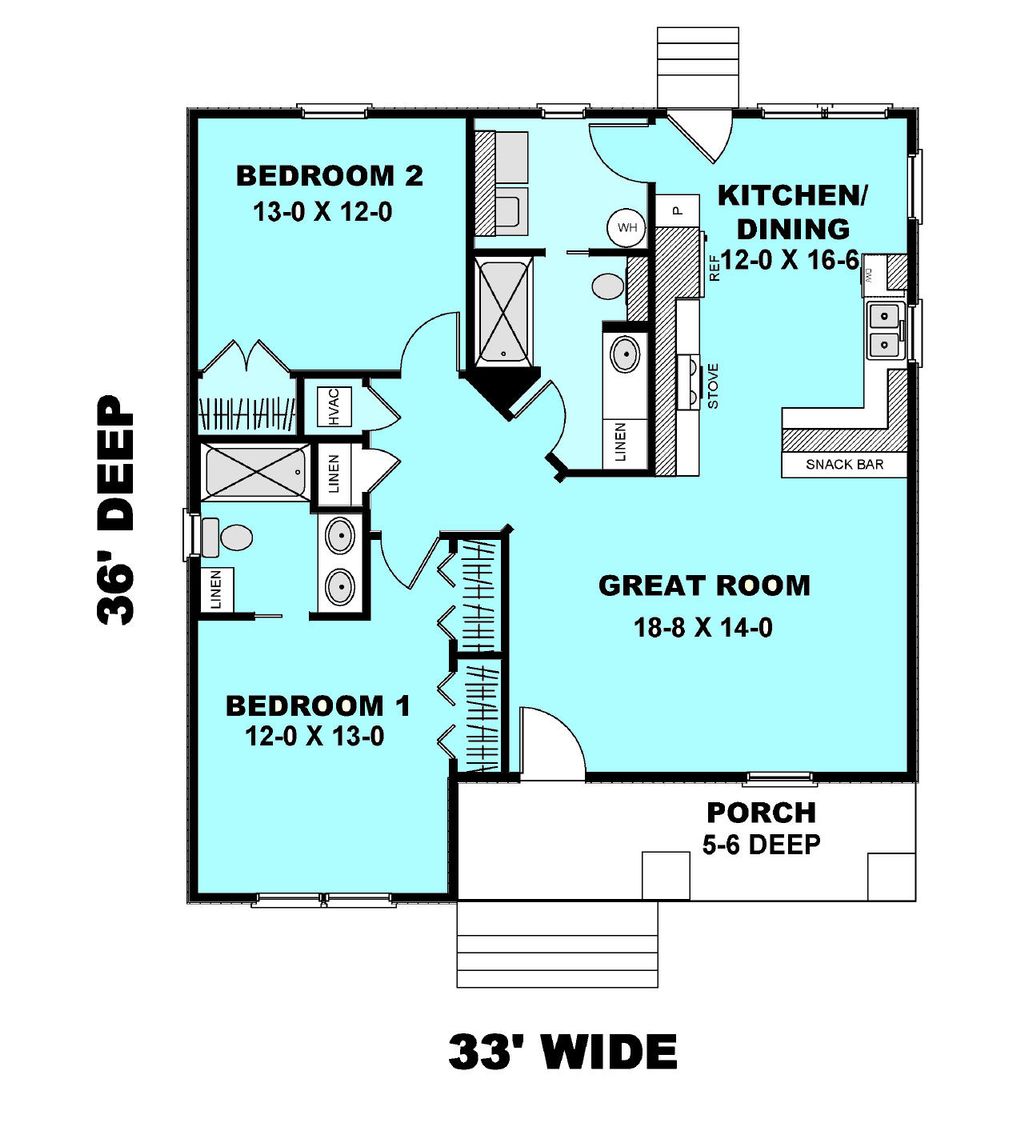 Cottage Style House Plan 2 Beds 2 Baths 1073 Sq Ft Plan 44 178 Houseplans Com