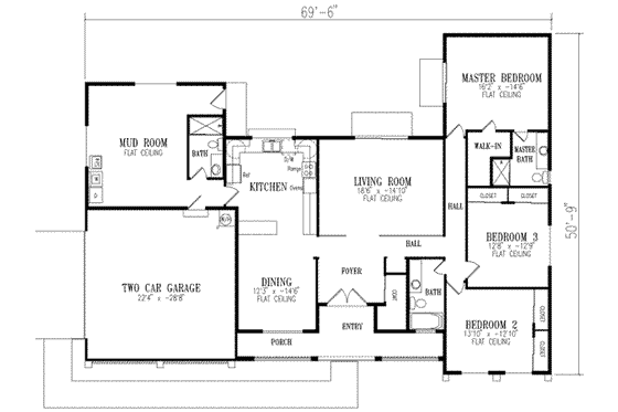 Floor Plan - Main Floor for Adobe / Southwestern House Plan #1-472 - 3 bed, 3 bath