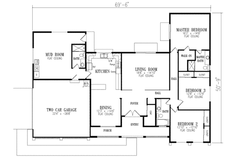 Architectural House Design - Floor Plan - Main Floor for Adobe / Southwestern House Plan #1-472 - 3 bed, 3 bath