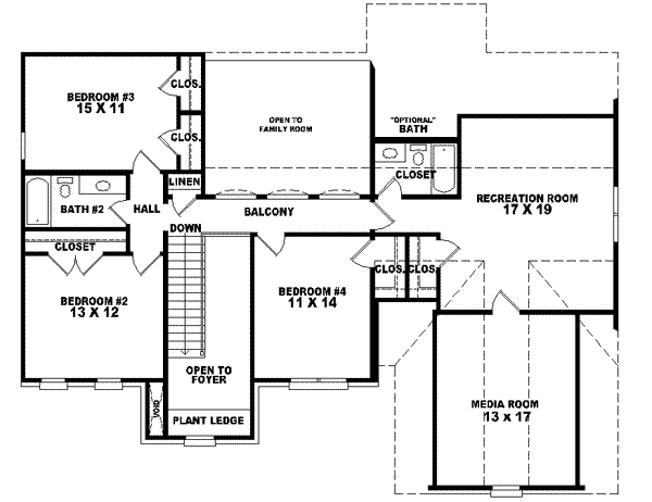 European Floor Plan - Upper Floor Plan #81-532