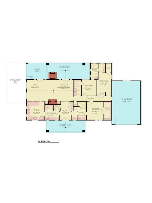 Dream House Plan - Floor Plan - Main Floor for Farmhouse House Plan #119-476 - 3 bed, 2.5 bath