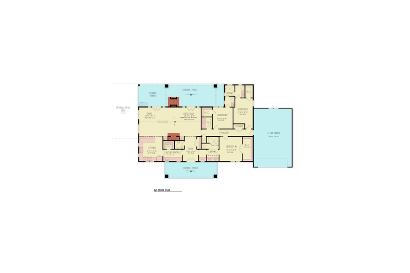 Dream House Plan - Floor Plan - Main Floor for Farmhouse House Plan #119-476 - 3 bed, 2.5 bath