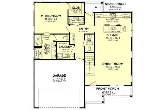 Floor Plan - Main Floor for Farmhouse House Plan #430-313 - 4 bed, 2.5 bath