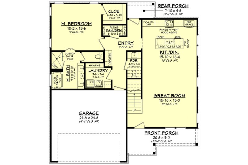 Architectural House Design - Floor Plan - Main Floor for Farmhouse House Plan #430-313 - 4 bed, 2.5 bath