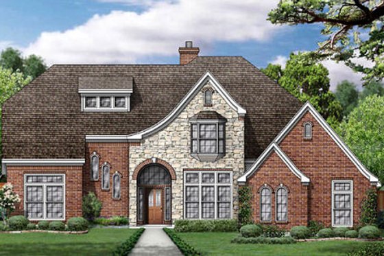Exterior - Front Elevation for European House Plan #84-200 - 4 bed, 3 bath