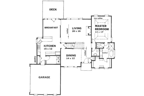 Floor Plan - Main Floor for Traditional House Plan #129-135 - 3 bed, 2.5 bath