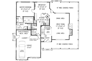 Floor Plan - Main Floor for Country House Plan #11-207 - 4 bed, 2.5 bath