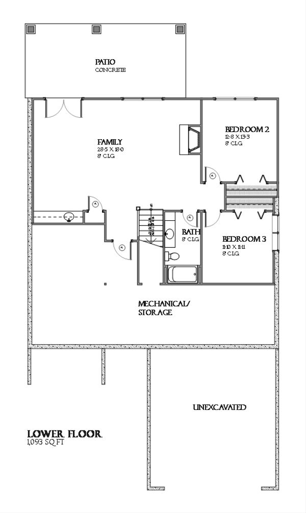 Craftsman Floor Plan - Lower Floor Plan #901-122