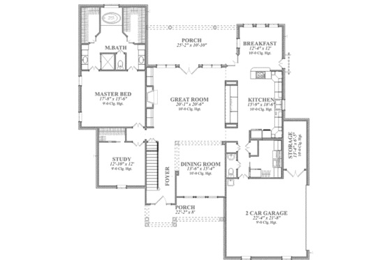 Floor Plan - Main Floor for Traditional House Plan #63-121 - 4 bed, 2.5 bath
