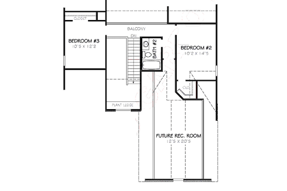 Floor Plan - Upper Floor for European House Plan #424-186 - 3 bed, 2.5 bath