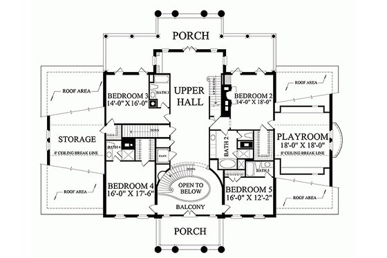 Floor Plan - Upper Floor for Classical House Plan #137-211 - 5 bed, 6 bath