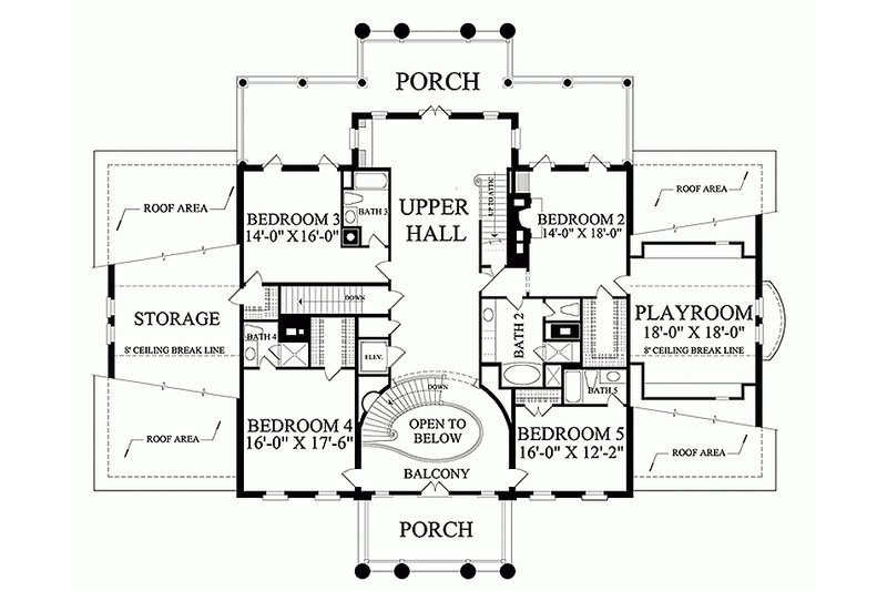 House Design - Floor Plan - Upper Floor for Classical House Plan #137-211 - 5 bed, 6 bath