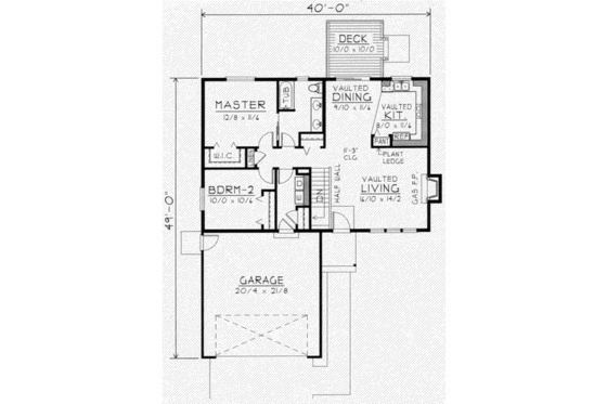 Floor Plan - Main Floor for Ranch House Plan #112-101 - 2 bed, 1 bath