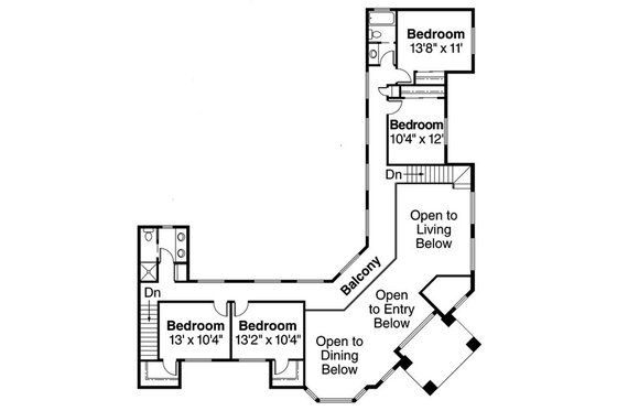Floor Plan - Upper Floor for Mediterranean House Plan #124-234 - 5 bed, 3.5 bath