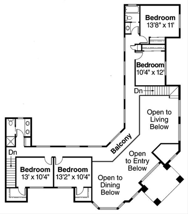 Home Plan - Mediterranean Floor Plan - Upper Floor Plan #124-234