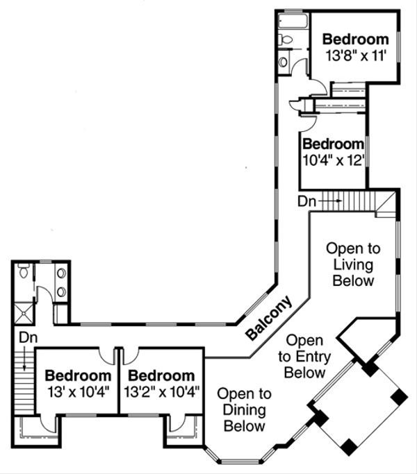 Architectural House Design - Mediterranean Floor Plan - Upper Floor Plan #124-234