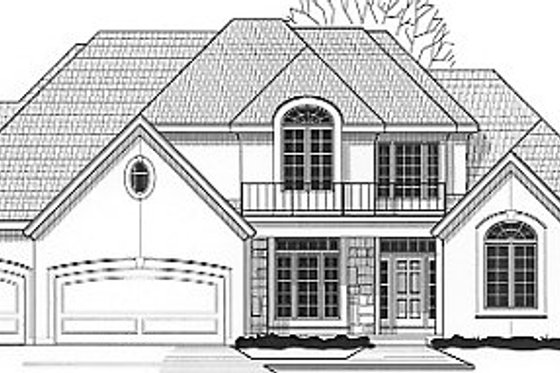 Exterior - Front Elevation for European House Plan #67-453 - 4 bed, 3.5 bath