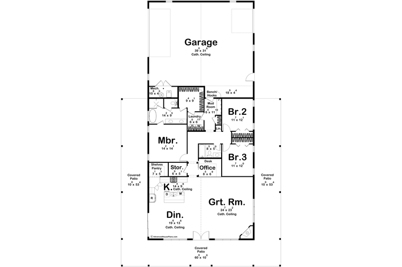 Architectural House Design - Floor Plan - Main Floor for Barndominium House Plan #455-531 - 3 bed, 2 bath