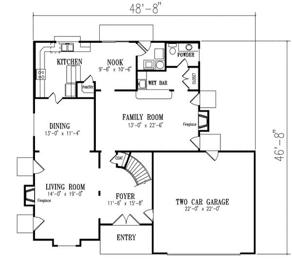 House Blueprint - Mediterranean Floor Plan - Main Floor Plan #1-577