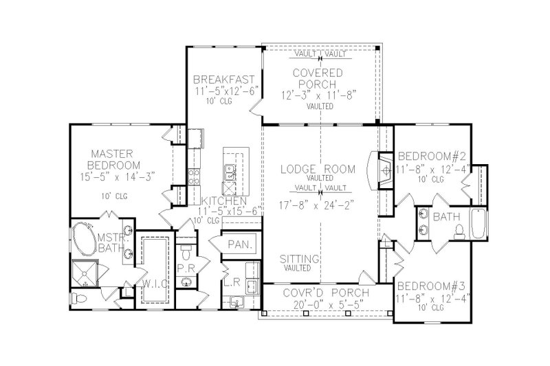 Home Plan - Floor Plan - Main Floor for Ranch House Plan #54-548 - 3 bed, 2.5 bath
