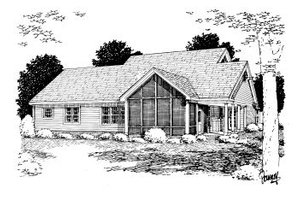 Exterior - Rear Elevation for Country House Plan #20-2037 - 3 bed, 2 bath