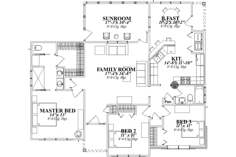 Traditional Style House Plan 3 Beds 2 Baths 1653 Sq Ft Plan 63 317
