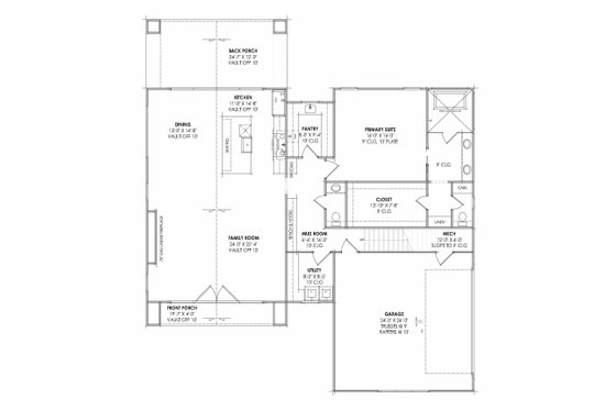 Floor Plan - Main Floor for Modern House Plan #1096-196 - 3 bed, 2.5 bath