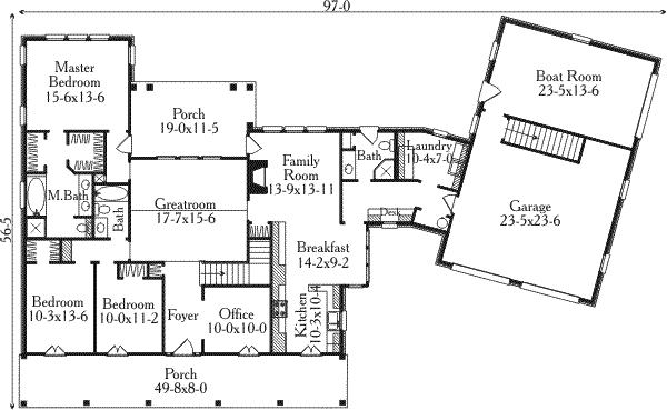 House Plan Design - Southern Floor Plan - Main Floor Plan #406-299