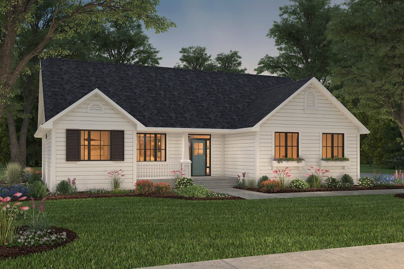 Home Plan - Exterior - Front Elevation 4 for Ranch House Plan #427-5 - 3 bed, 2 bath