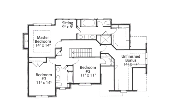 Floor Plan - Upper Floor for Traditional House Plan #429-19 - 3 bed, 3 bath