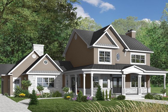 Exterior - Front Elevation 4 for Country House Plan #23-382 - 3 bed, 2.5 bath