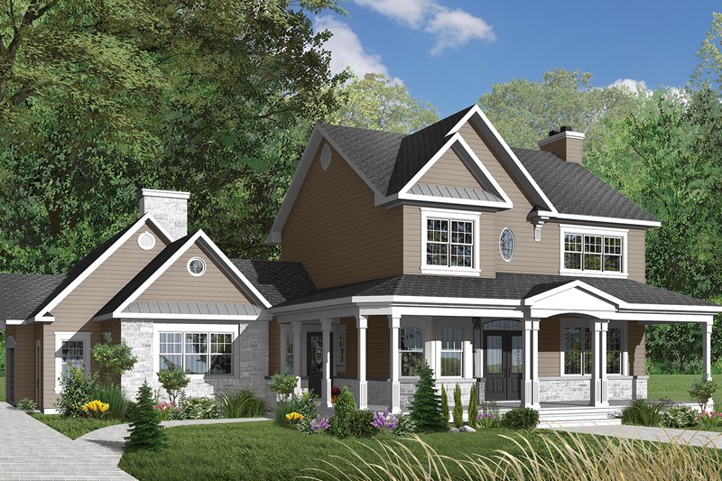 Home Plan - Exterior - Front Elevation 4 for Country House Plan #23-382 - 3 bed, 2.5 bath