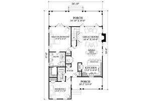 Floor Plan - Main Floor for Cottage House Plan #137-415 - 4 bed, 4 bath