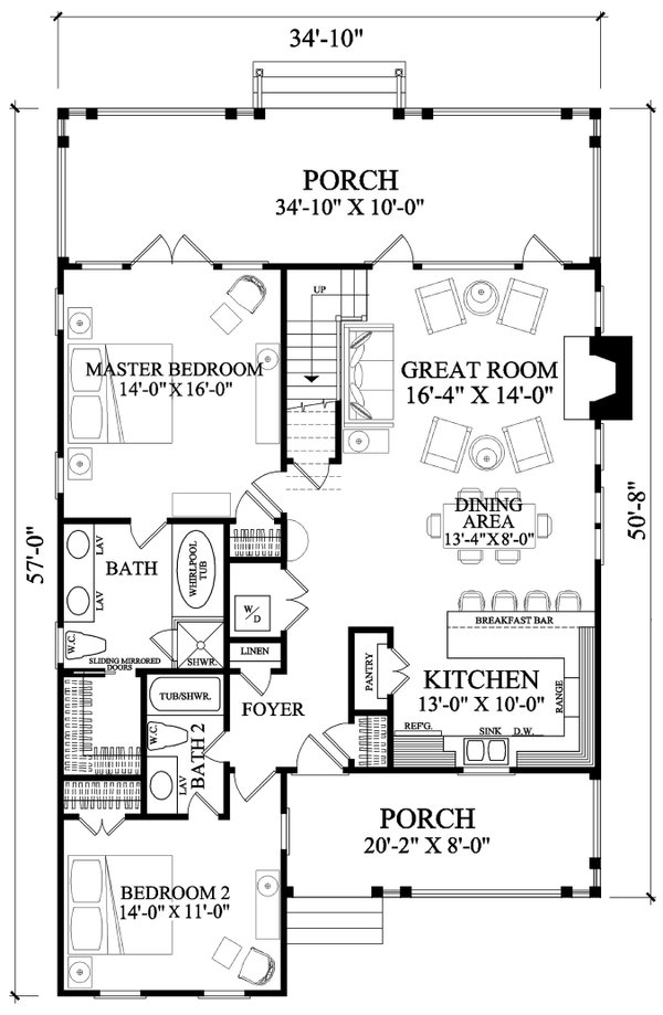 Cottage Floor Plan - Main Floor Plan #137-415